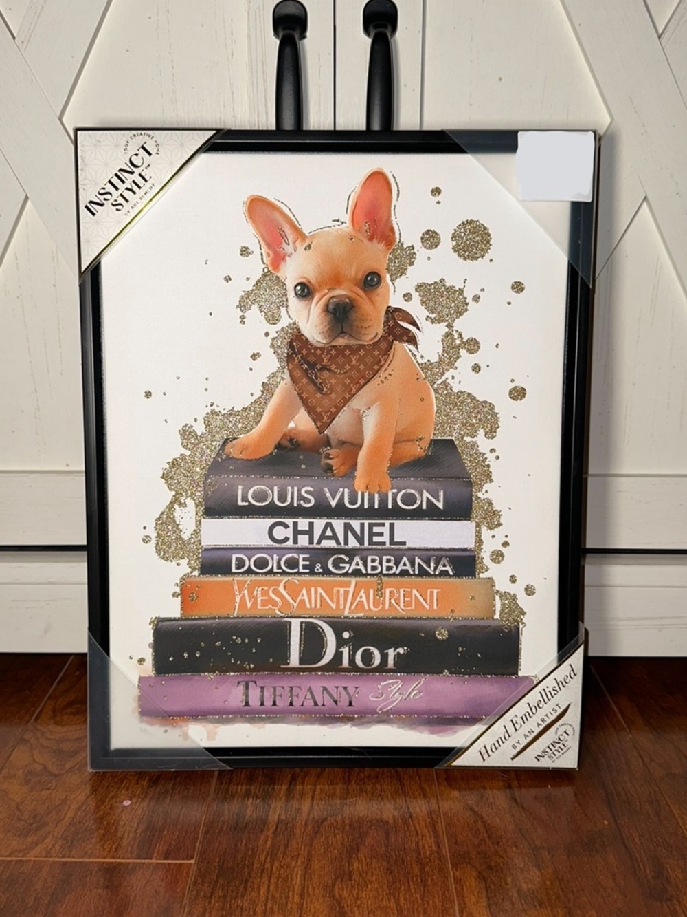 Instinct Style French Bulldog on Designer Book Stack Wall Art